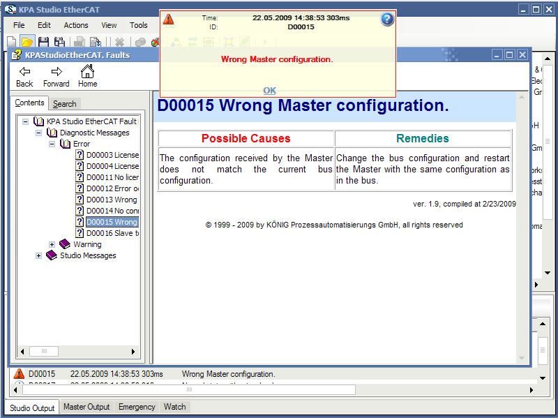 EtherCAT Diagnostics - alarm system